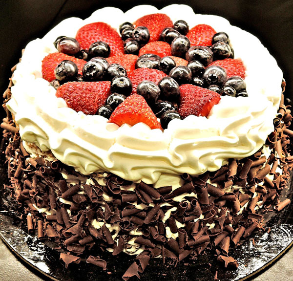 CHOCOLATE LAYER CAKE WITH FRUIT